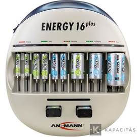 ANSMANN Energy 16 plus 1-12 akku töltésére AAA/AA/baby/góliát/9V Ni-Cd, Ni-MH frissítő/kisütő