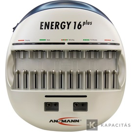 ANSMANN Energy 16 plus 1-12 akku töltésére AAA/AA/baby/góliát/9V Ni-Cd, Ni-MH frissítő/kisütő