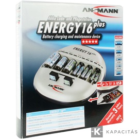 ANSMANN Energy 16 plus 1-12 akku töltésére AAA/AA/baby/góliát/9V Ni-Cd, Ni-MH frissítő/kisütő