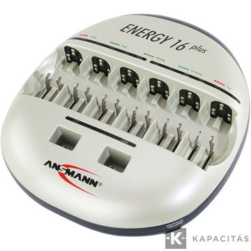 ANSMANN Energy 16 plus 1-12 akku töltésére AAA/AA/baby/góliát/9V Ni-Cd, Ni-MH frissítő/kisütő