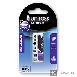 Uniross CR123A/LIR16340 3,6V Li-ion nem védett akkumulátor