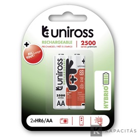 Uniross AA/ceruza 1,2V 2500mAh Ni-MH HYBRIO akkumulátor 2 db/csomag