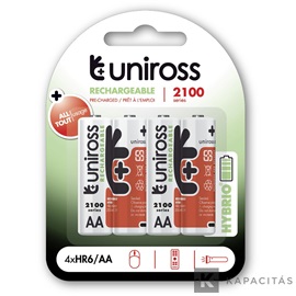 Uniross AA/ceruza 1,2V 2100mAh Ni-MH HYBRIO akkumulátor 4db/csomag