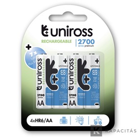 Uniross AA/ceruza 1,2V 2700mAh Ni-MH akkumulátor 4 db/csomag