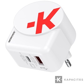 SKROSS USB gyorstöltő (USB-C,USB-A) 45W, PD, + 1,6m USB-C kábel, GaN