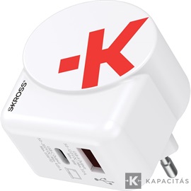 SKROSS USB gyorstöltő (USB-C,USB-A) 65W, PD, + 1,6m USB-C kábel, GaN