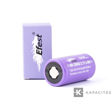 Efest IMR26500 3000mAh, 24A 3,7 V Li-Ion akkumulátor (nagy áramú, nem védett)