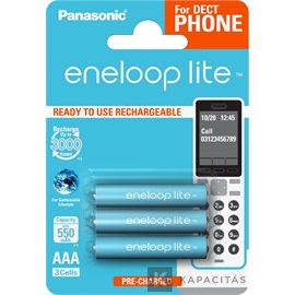 eneloop lite BK-4LCCE/3DE AAA/mikro 550mAh Ni-MH akkumulátor 3 db/csomag
