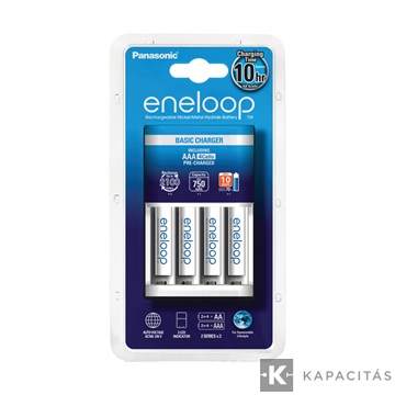 eneloop K-KJ51MCC04E akkumulátor töltő időzítővel 4 db AAA 750mAh akkumulátorral