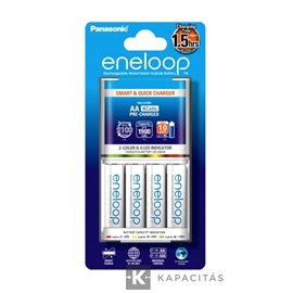 eneloop K-KJ55MCC40E gyors akkumulátor töltő 4 db 1900mAh AA akkumulátorral