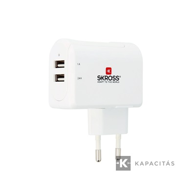 SKROSS USB töltő 2xUSB-A, 3,4A max.