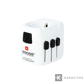 Skross PRO LIGHT USB, hálózati csatlakozó átalakító, beépített dual USB töltővel