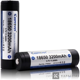KeepPower 18650 3,7V 3200mAh védett Li-ion akkumulátor