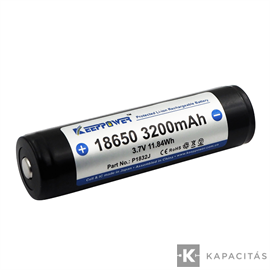 KeepPower 18650 3,7V 3200mAh védett Li-ion akkumulátor