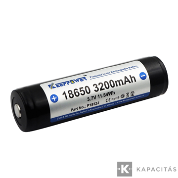 KeepPower 18650 3,7V 3200mAh védett Li-ion akkumulátor