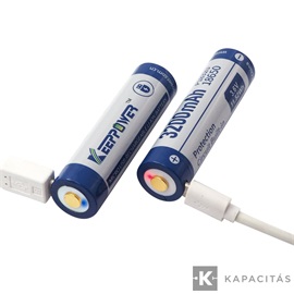 KeepPower 18650 3,7V 3200mAh védett Li-ion akkumulátor USB