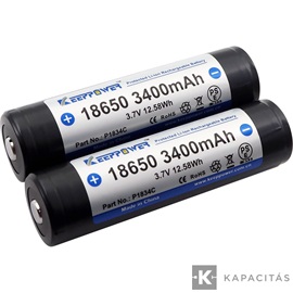 KeepPower 18650 3,7V 3400mAh védett Li-ion akkumulátor