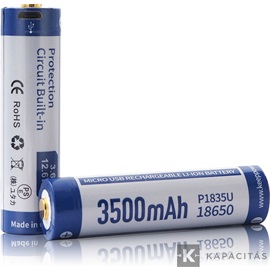 KeepPower 18650 3,7V 3500mAh védett Li-ion akkumulátor USB