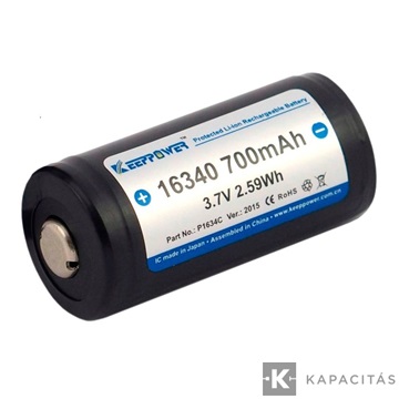 KeepPower CR123 3,7V 700mAh Li-ion akkumulátor védelemmel