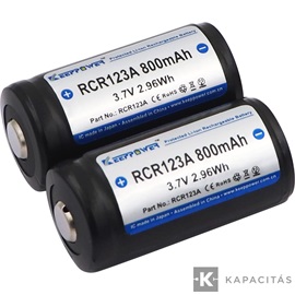 KeepPower CR123 3,7V 800mAh Li-ion akkumulátor védelemmel 31mm