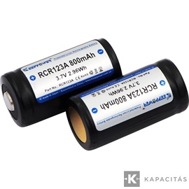 KeepPower CR123 3,7V 800mAh Li-ion akkumulátor védelemmel 31mm