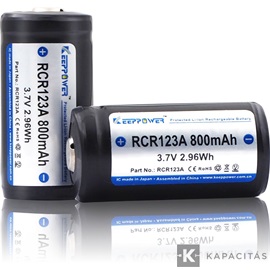 KeepPower CR123 3,7V 800mAh Li-ion akkumulátor védelemmel 31mm