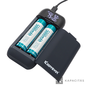 Keeppower powerbank és töltő PD 2db 18650/21700 cellához/cella nélkül