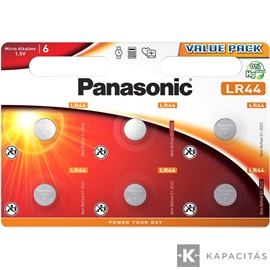 Panasonic LR-44EL/6BP LR44 alkáli gombelem 6 db/csomag