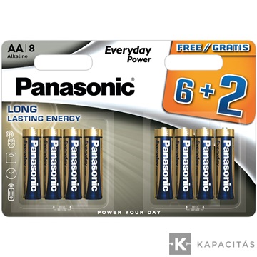 Panasonic LR6EPS/8BW 6+2F 1,5V AA/ceruza tartós alkáli elem 8 db/csomag