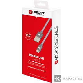 SKROSS Steel Line USB kábel, töltő, szinkron (microUSB) 1,2m