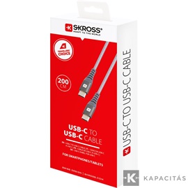 SKROSS Steel Line USB kábel, töltő, szinkron, (USB-C - USB-C) 2m