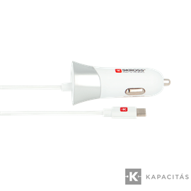 SKROSS USB töltő, autós, szivargyújtó (USB-C, USB-A)