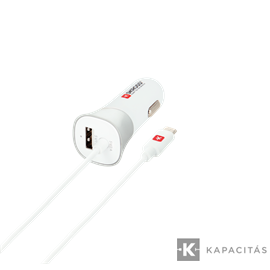 SKROSS USB töltő, autós, szivargyújtó (microUSB, USB-A)