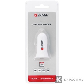 SKROSS USB töltő, autós, szivargyújtó (2x USB-A, 1A/2,4A)