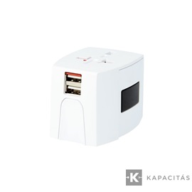 SKROSS MUV USB világutazó hálózati csatlakozó átalakító, beépített USB töltővel (2 USB A bemenettel)