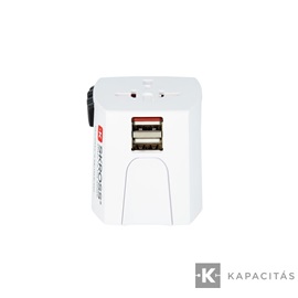 SKROSS MUV USB világutazó hálózati csatlakozó átalakító, beépített USB töltővel (2 USB A bemenettel)