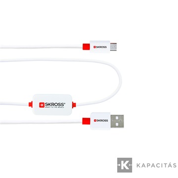 SKROSS USB kábel, töltő, szinkron, alarm (microUSB)