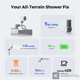 Flextail Tiny Shower – Ultrakönnyű hordozható zuhany 2,5L/perc vízáramlással