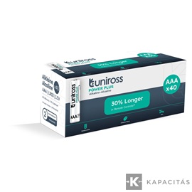 Uniross 1,5V LR03/AAA/mikro tartós alkáli elem POWER PLUS 40db/csomag