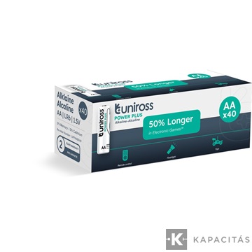 Uniross 1,5V LR6/AA/ceruza tartós alkáli elem POWER PLUS 40db/csomag