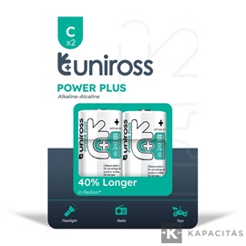 Uniross 1,5V C/LR14/baby tartós alkáli elem POWER PLUS 2db/csomag