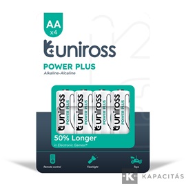 Uniross 1,5V LR6/AA/ceruza tartós alkáli elem POWER PLUS 4db/csomag