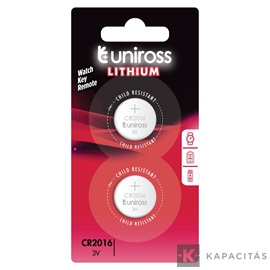 Uniross CR2016 3V lítium gombelem 2db/csomag