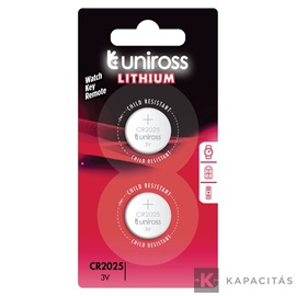 Uniross CR2025 3V lítium gombelem 2db/csomag