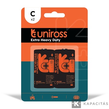 Uniross C/baby/R14 1,5V szén-cink elem 2db/fólia