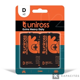 Uniross D/góliát/R20 1,5V szén-cink elem 2db/bliszter