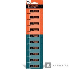 Uniross R03/AAA/mikro 1,5V szén-cink elem 10db/fólia