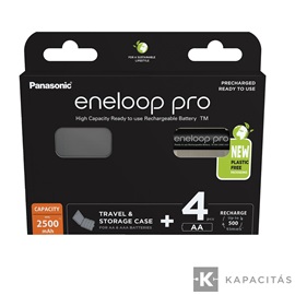 eneloop pro BK-3HCDEC4BE AA/ceruza 2500mAh Ni-MH akkumulátor 4db/csomag + akkubox