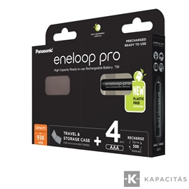 eneloop pro BK-4HCDEC4BE AAA/mikro 930mAh Ni-MH akkumulátor 4db/csomag + akkubox