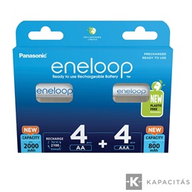 eneloop BK-KJMCDE44E 800mAh/AAA és 2000mAh/AA  akkumulátor 4-4db/csomag